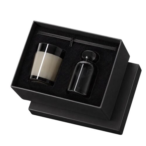 Set Aromático Difusor 120 ml y Vela Perfumada en Cristal con Caja de Terciopelo