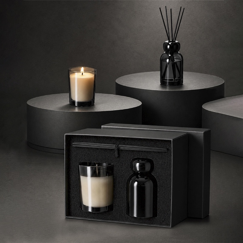 Set Aromático Difusor 120 ml y Vela Perfumada en Cristal con Caja de Terciopelo_2