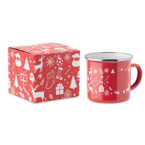 Taza Navideña Metálica Esmaltada 300 ml