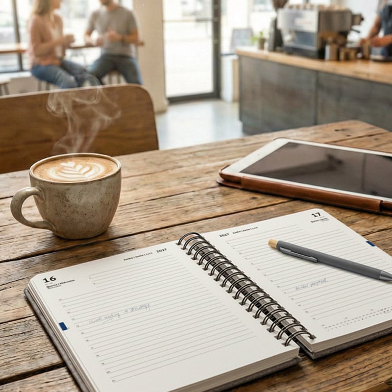 Agenda A5 de Cuero Reciclado Personalizada con Anillas